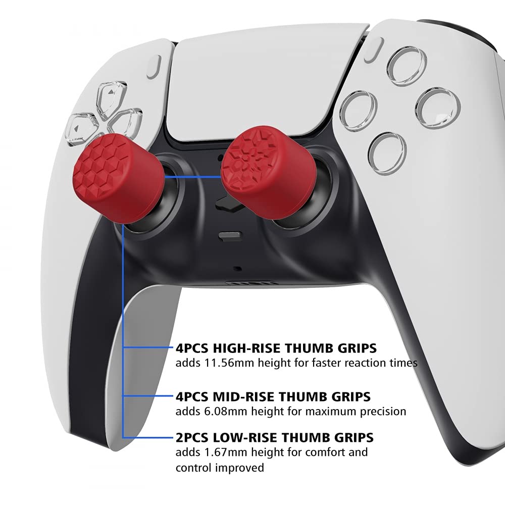 PlayVital PS5コントローラーに対応、PS4コントローラーに対応、XboxSeries X/Sコントローラーに対応、Xbox Oneコントローラーに対応、Xbox One X/Sコントローラーに対応やSwitch Proコントローラーに対応できる親指スティックキャップ - 3つの高さの凸面と凹面付き-ダイ