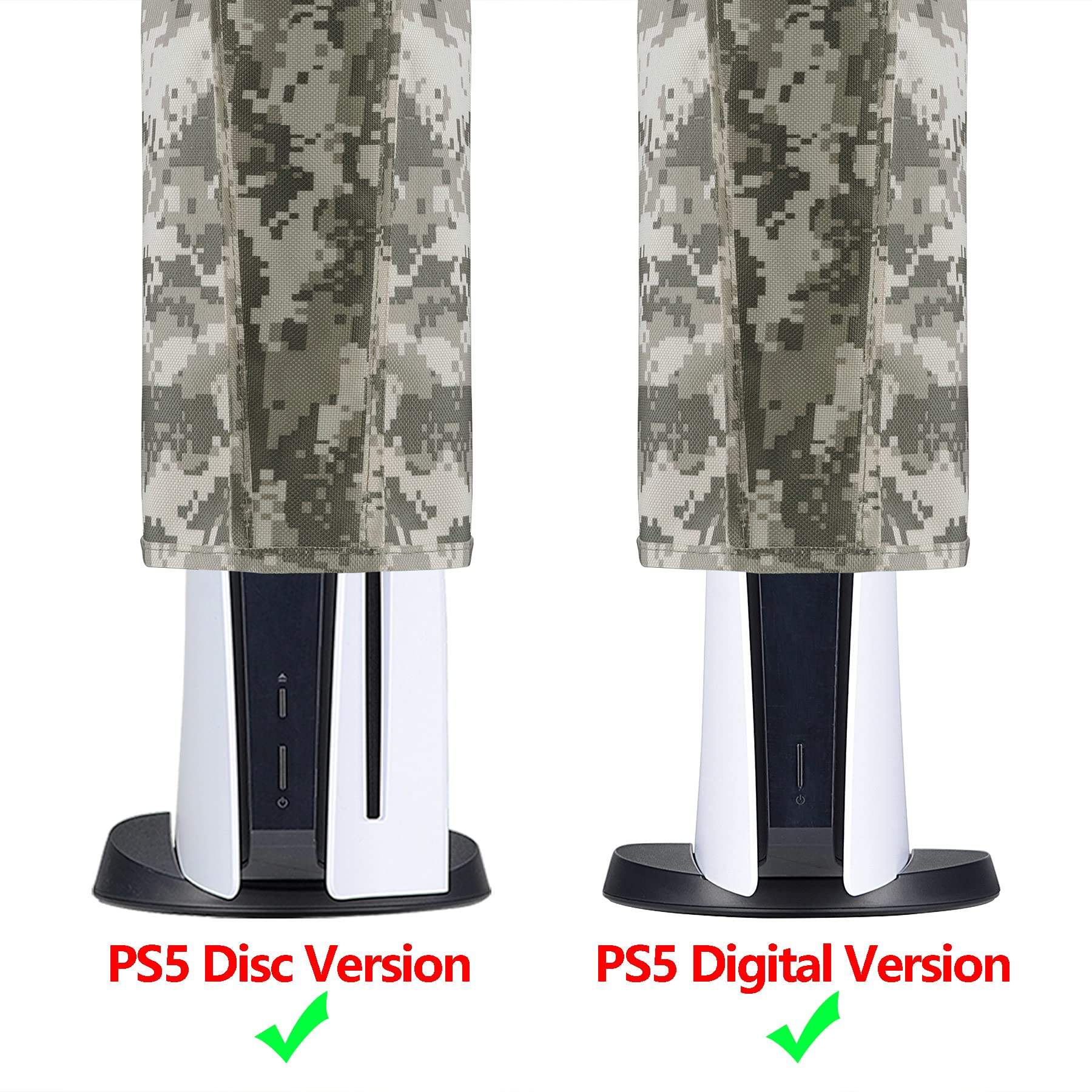 PlayVitalナイロン製防塵カバーはps5に適用可能、柔らかくてきれいなダストカバー（縦式）はプレーステーション5コンソールに適用可能。傷防止防水カバーはデジタルバージョンやディスクバージョンに対応する【デジタルカモフラージュ】
