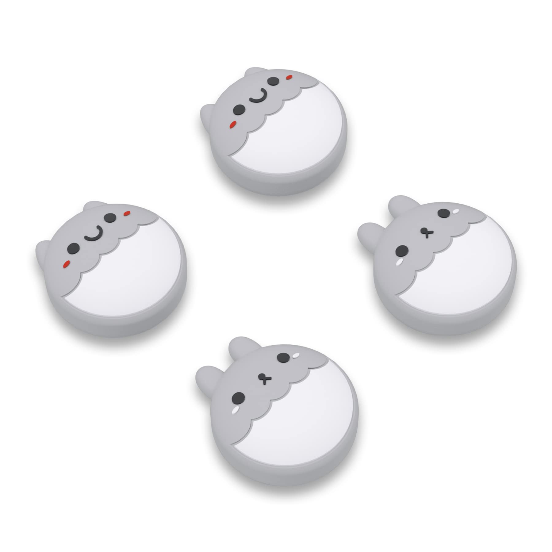 eXtremeRate PlayVital可愛いスイッチサムグリップキャップ、Switchに対応用＆Switch Liteに対応用ジョイスティックキャップ、Joy-Conコントローラー用のシリコンアナログカバー親指スティックグリップ【Rabbit & Squirrelバージョン、ライトグレー】