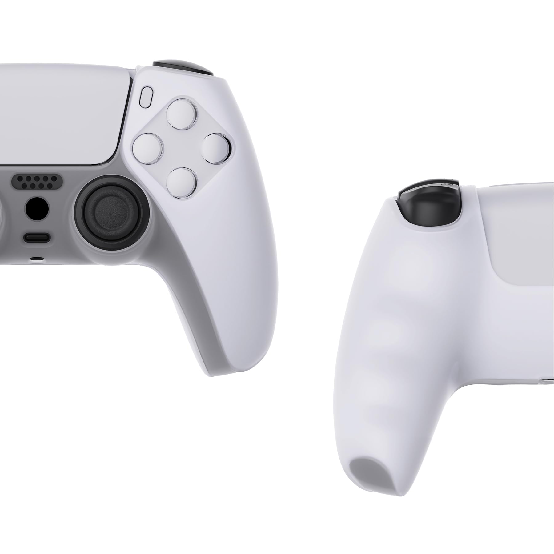 PlayVital ps5対応用カバー、滑り止めコントローラーシリコンスキンケース、プレイステーション5に対応用人間工学に基づいたソフトラバー保護ケース、親指スティックキャップ付き【ピュアシリーズ-クリアホワイト】