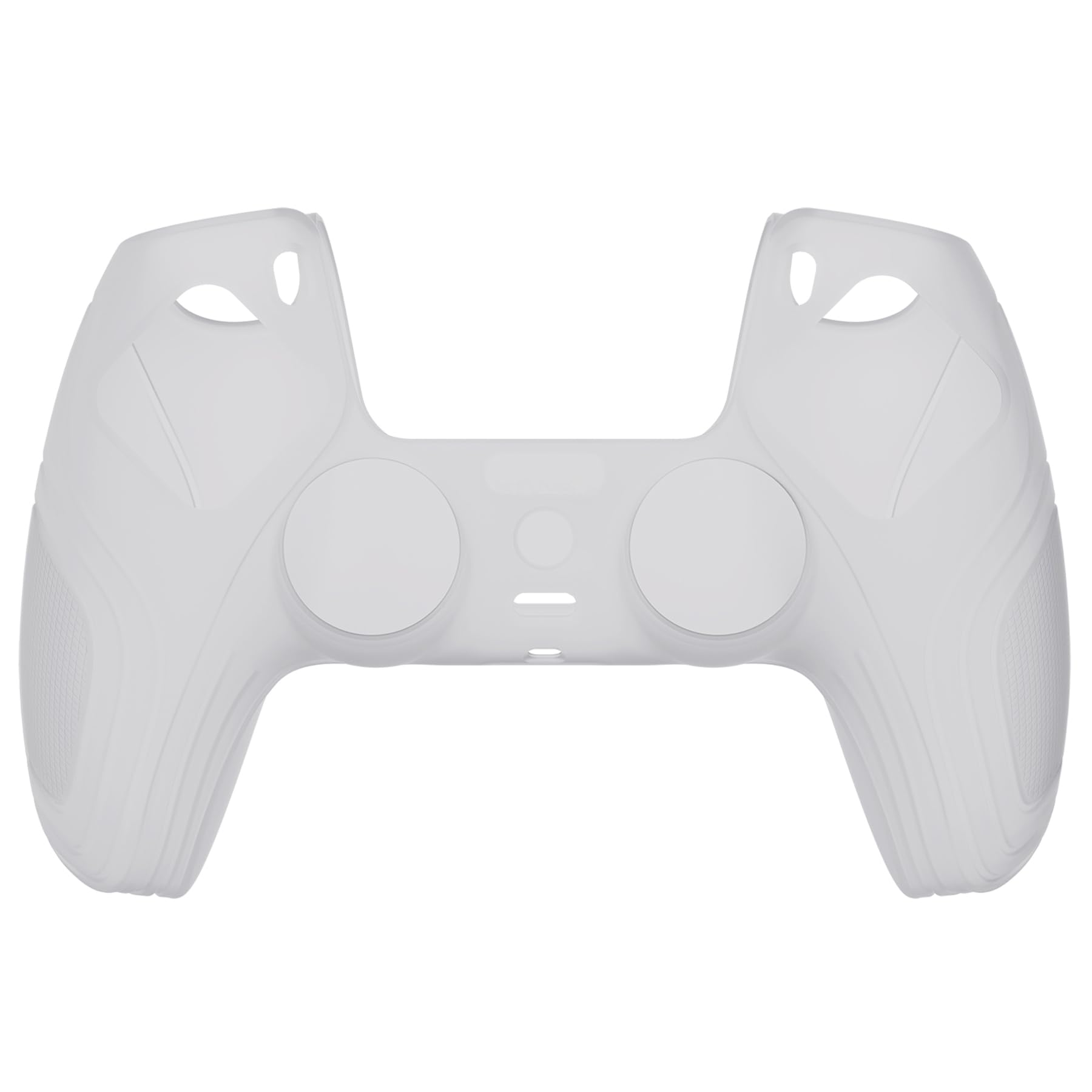eXtremeRate PlayVital ps5コントローラーに対応用保護カバー、滑り止めコントローラーシリコンスキンケース、ps5コントローラー対応用人間工学に基づいたソフトラバー保護ケース親指スティックキャップ付き【サムライエディション】クリアホワイト
