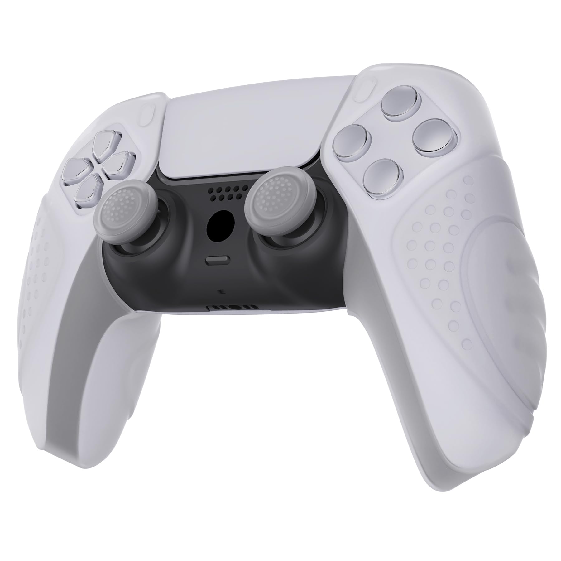 PlayVital ps5コントローラーに対応用シリコンカバー、グリップ部分だけに適用するケースカバー【ガーディアンエディション】クリアホワイト