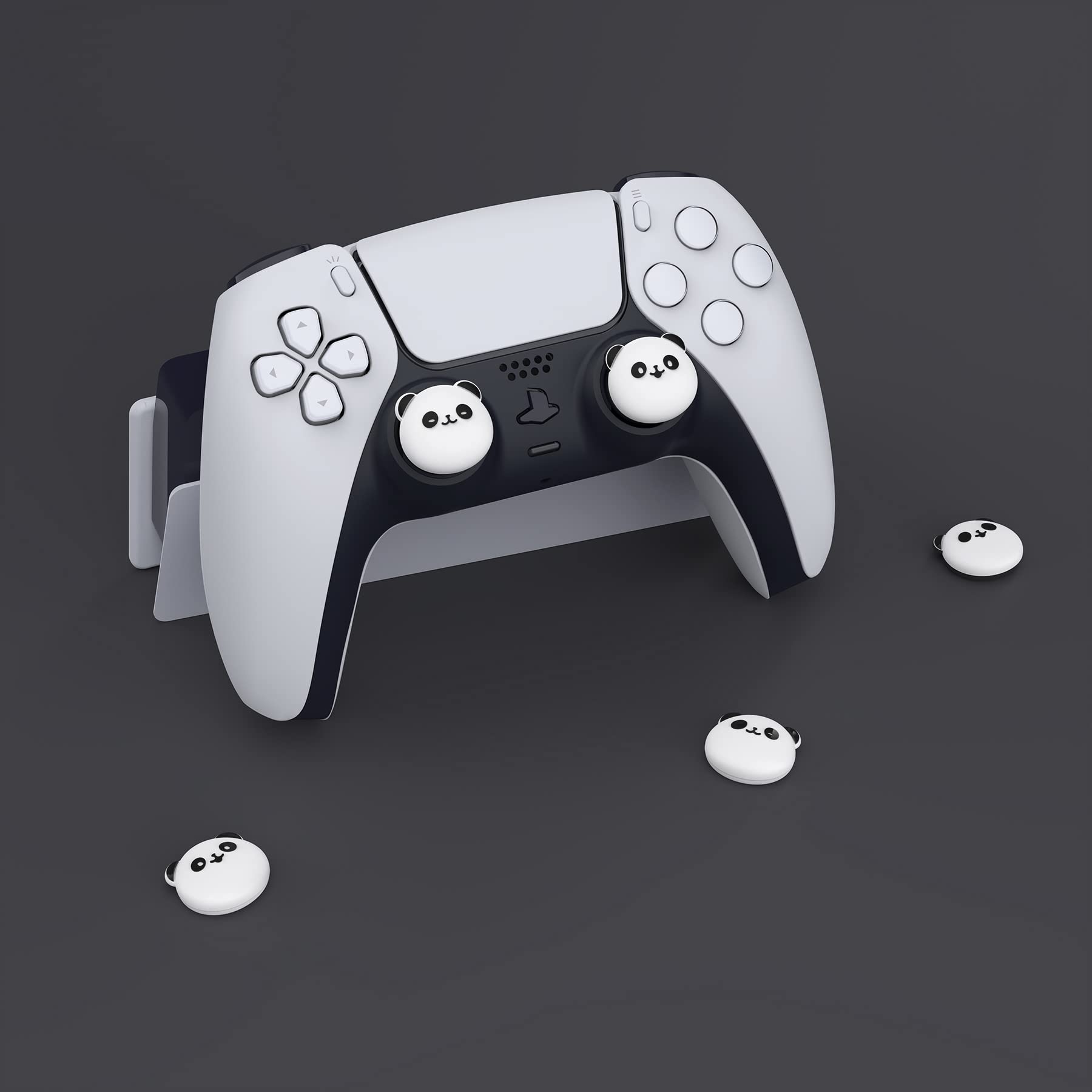PlayVital ps5とps4コントローラーに対応用可愛いサムグリップキャップ、XboxシリーズX/Sコントローラーに対応用シリコンアナログスティックキャップカバー、Switch Proコントローラーに対応用サムスティックキャップ【可愛いパンダ】