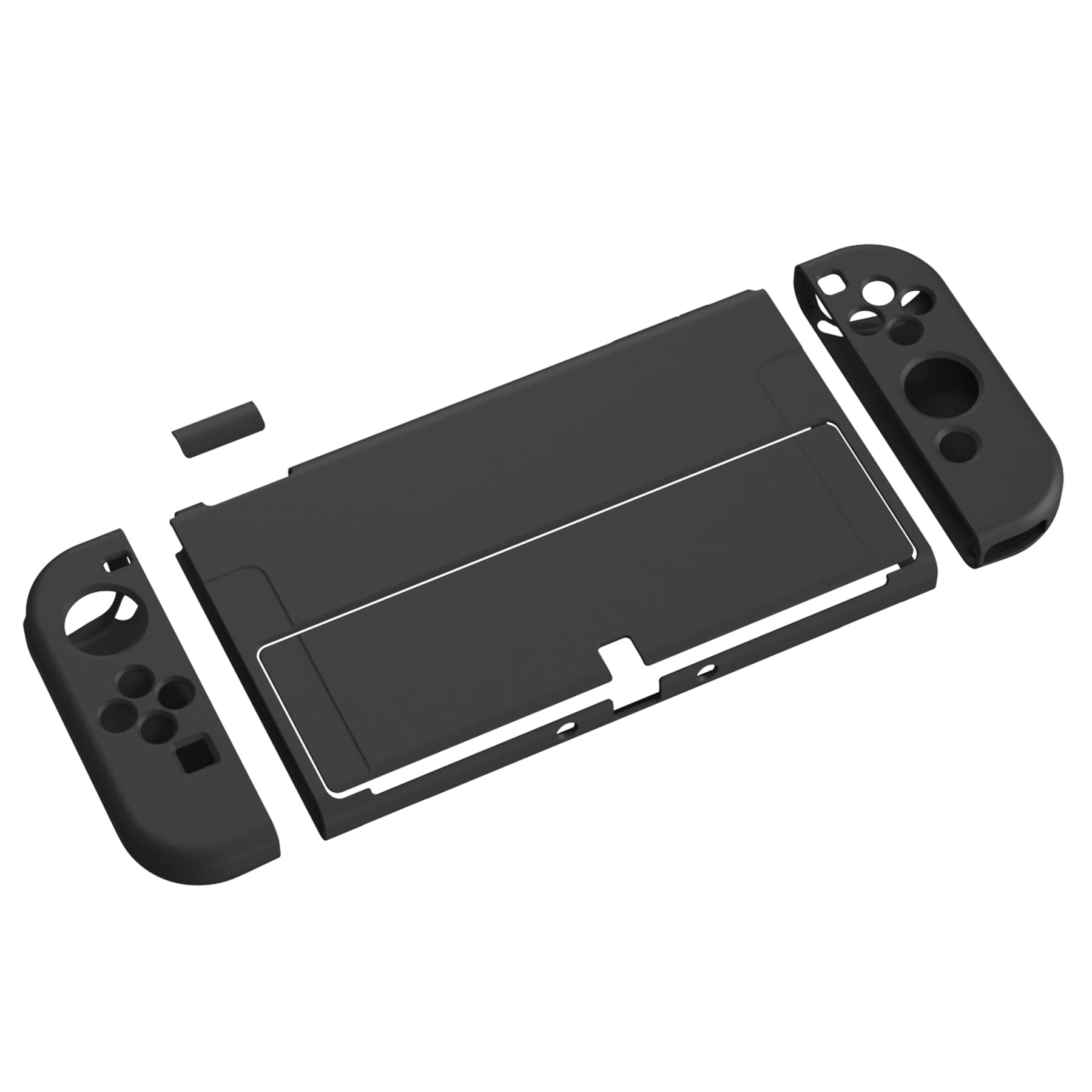 PlayVital ZealProtect Nintendo Switch有機elに対応用ソフト保護シェル、Switch OLEDに対応用フレキシプロテクタージョイコングリップカバーサムグリップキャップとABXY方向ボタンキャップ付き【ブラック】