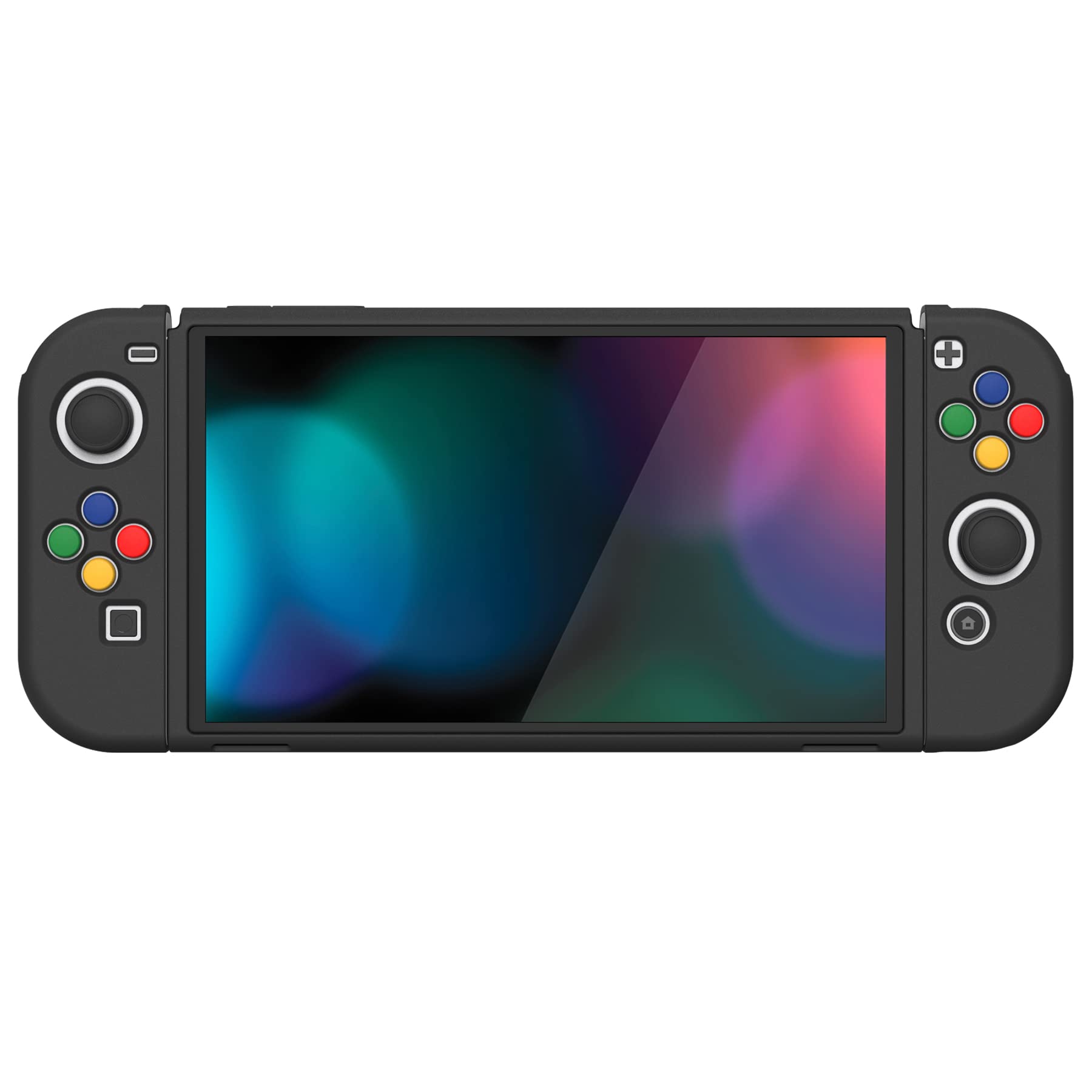 PlayVital ZealProtect Nintendo Switch有機elに対応用ソフト保護シェル、Switch OLEDに対応用フレキシプロテクタージョイコングリップカバーサムグリップキャップとABXY方向ボタンキャップ付き【ブラック】