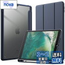 JEDirect iPad 9.7インチ ケース(第6/5世代、2018/2017モデル用)Pencil収納可能透明バックカバー 薄型 スタンド 衝撃吸収 タブレットカバー オートウェイク/スリープ機能 (ディープネイビー)(2)