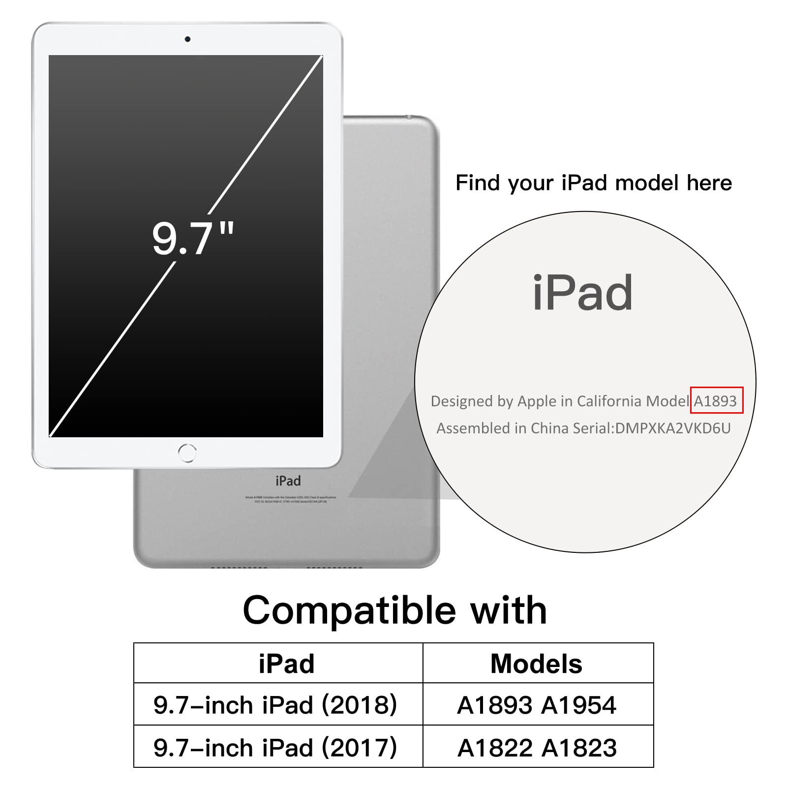 JEDirect iPad 9.7インチ ケース（第6/5世代、2018/2017モデル用）Pencil収納可能透明バックカバー 薄型 スタンド 衝撃吸収 タブレットカバー オートウェイク/スリープ機能 (ローズゴールド)