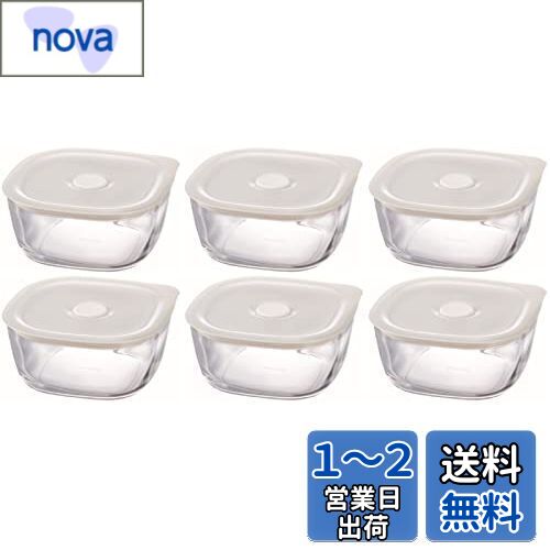 HARIO(ハリオ) 日本製 耐熱ガラス製 密閉保存容器・角 600ml BUONO kitchen KSTM-60-TW 6個セット