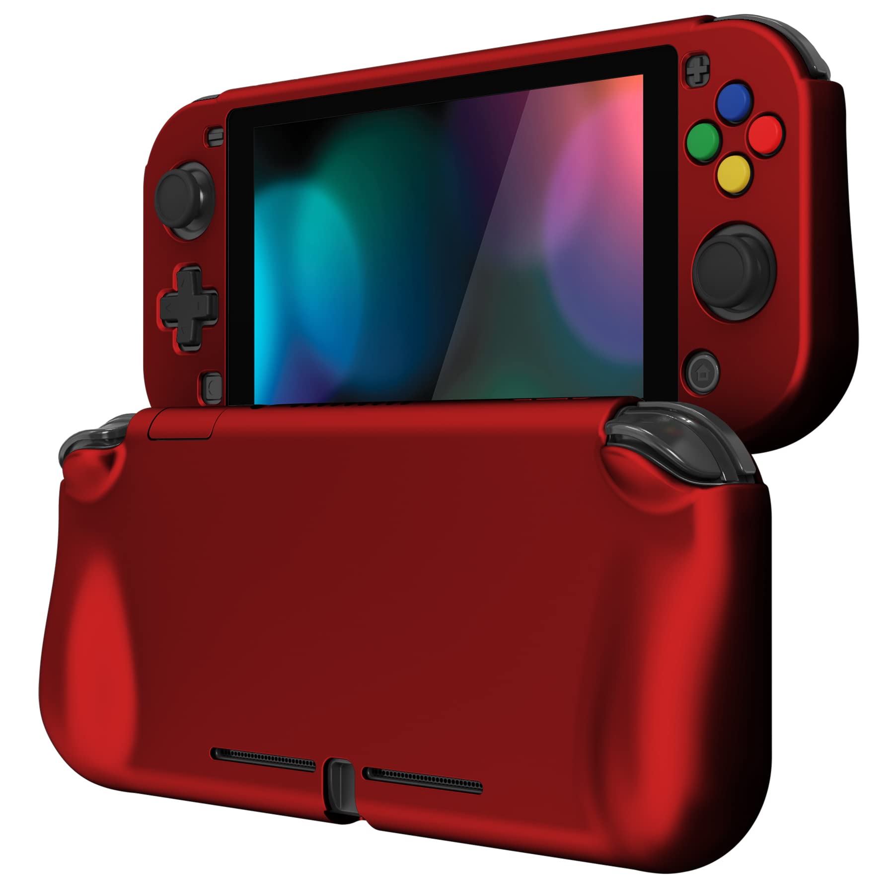 PlayVital ZealProtect Nintendo Switch Liteに対応用保護シェル、Switch Liteに対応用人間工学に基づいたデザインしたハードシェル、ジョイコンのシェル＆グラスフィルム＆サムライカバー＆ボタンキャップは付属しています【スカーレットレッド】