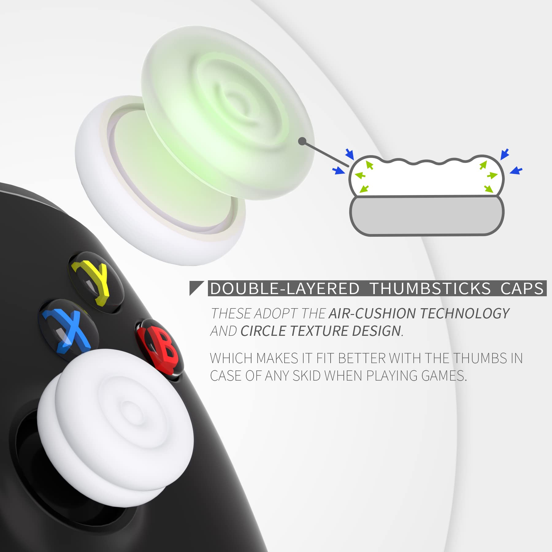 PlayVital ps5やps4コントローラーに対応用ジョイスティックキャップクッションバージョン、Xbox Series X/Sに対応用サムスティックグリップカバー、Xbox OneやElite Series 2コントローラーに対応用サムスティックグリップキャップ、Switch Proコンに対応用ジョイスティ
