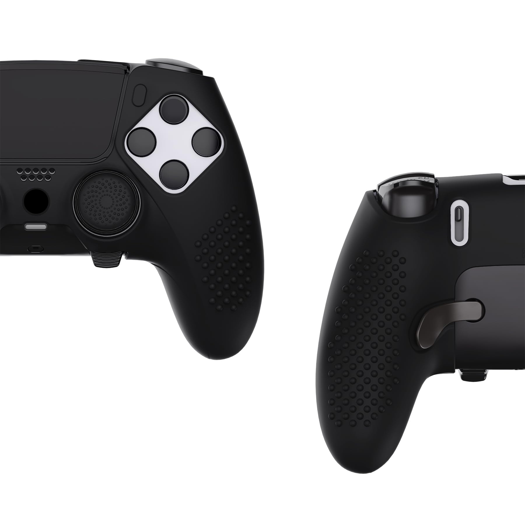 PlayVital ps5 Edgeコントローラーに対応用滑り止めシリコンカバーケース、ps5 Edge対応用ソフトラバープロテクタースキン、サムグリップキャップ付きー3Dスタッズエディション【3Dスタッズエディション-ブラック】