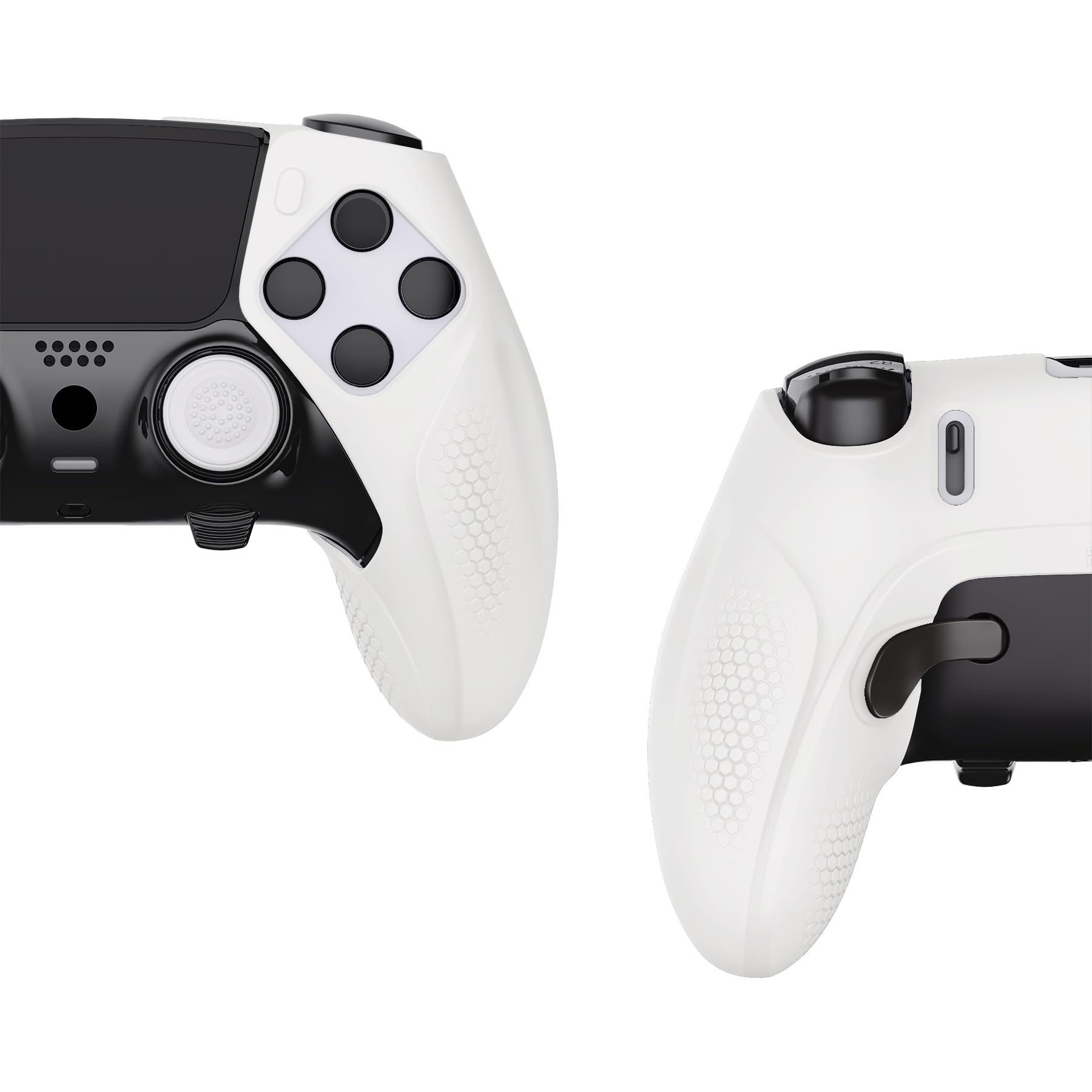PlayVital ps5 Edgeコントローラーに対応用滑り止めオープンデザインシリコンカバースキンNinjaエディション、人間工学に基づいたプロテクターソフトラバーケース、サムグリップキャップ付きps5 Edgeワイヤレスコントローラー用 - 【Ninjaエディション-ホワイト】