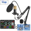 BONKYO カラオケセット家庭用 DJ ミキサー セット F999 ライブ サウンドカード 男声 女声 ボイスチェンジャー/マイク スタンド/オーディオミキサ...