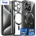 JETech iPhone15ProMax 6.7インチ用(15 Pro Max) ソフトクリアケース カメラレンズ完全保護 MagSafeワイヤレス充電対応 耐衝撃 電気メッキTPUカバー (ブラック)