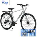 【AVASTA】クロスバイク 街乗りスポーツ自転車 通勤通学 軽量アルミフレーム シマノ24段変速 前後輪ディスクブレーキ 700*40c Mサイズ シルバー