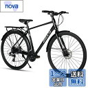 【AVASTA】クロスバイク 街乗りスポーツ自転車 通勤通学 軽量アルミフレーム シマノ24段変速 前後輪ディスクブレーキ 700*40c Sサイズ ブラック