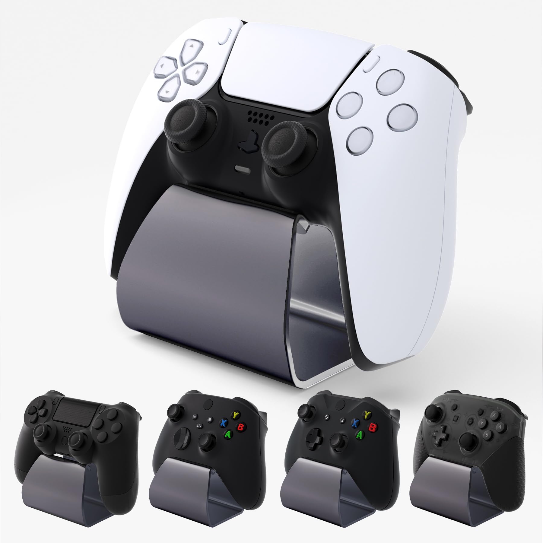 PlayVital Stand-AL ps5やps4コントローラーに対応用金属スタンド、Xbox シリーズ X/S、Xbox One 用ユニバーサルデスクトップディスプレイゲームパッドスタンド、Switch Pro 用アルミニウムメタル スタンドホルダー 【グレー】