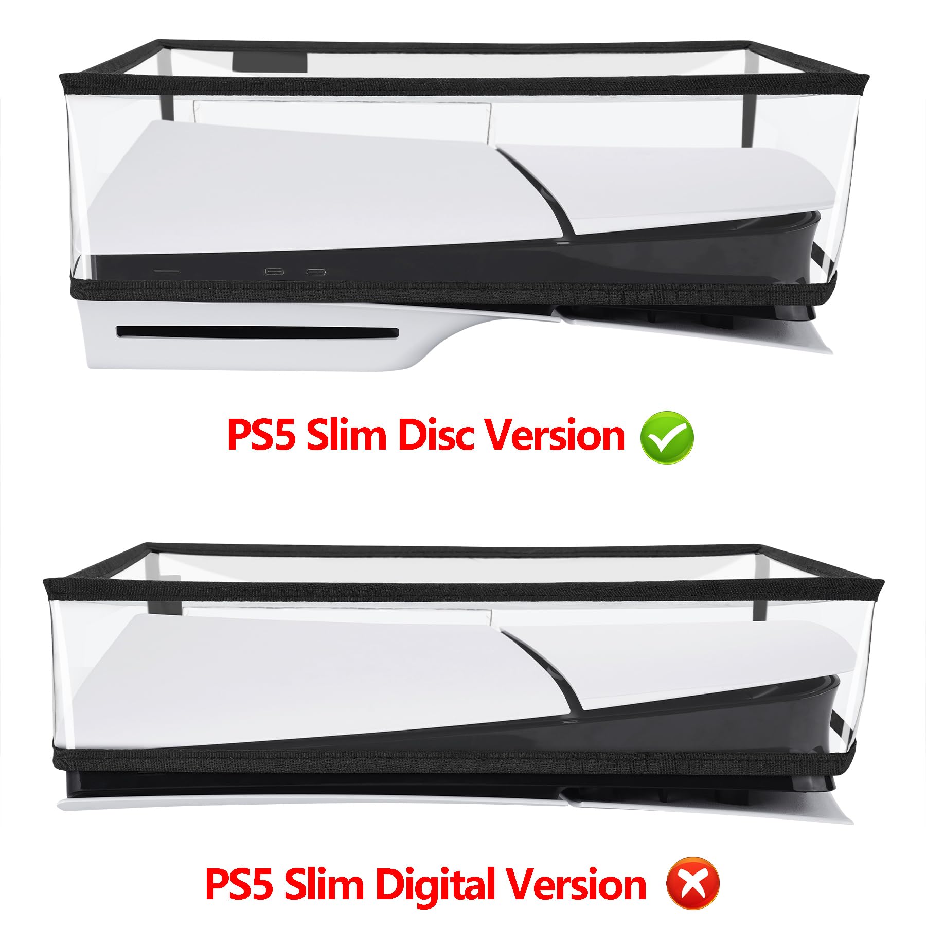 PlayVital ps5 Slimディスクバージョンに対応用ダストカバー（横式）、ps5 Slimディスクバージョンコンソールに対応用PVC素材製のダストカバー（横式）【透明の色】