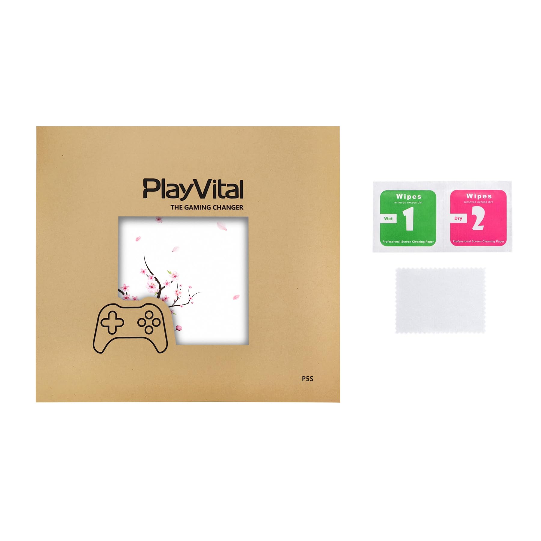 【送料無料】PlayVital 新モデルps5 Slim本体ディスクバージョンに対応用スキンシール、ps5コントローラーに対応用スキンステッカー、ps5ヘッドセット＆充電ステーション＆リモコンに対応用スキンシール【散る桜】 3
