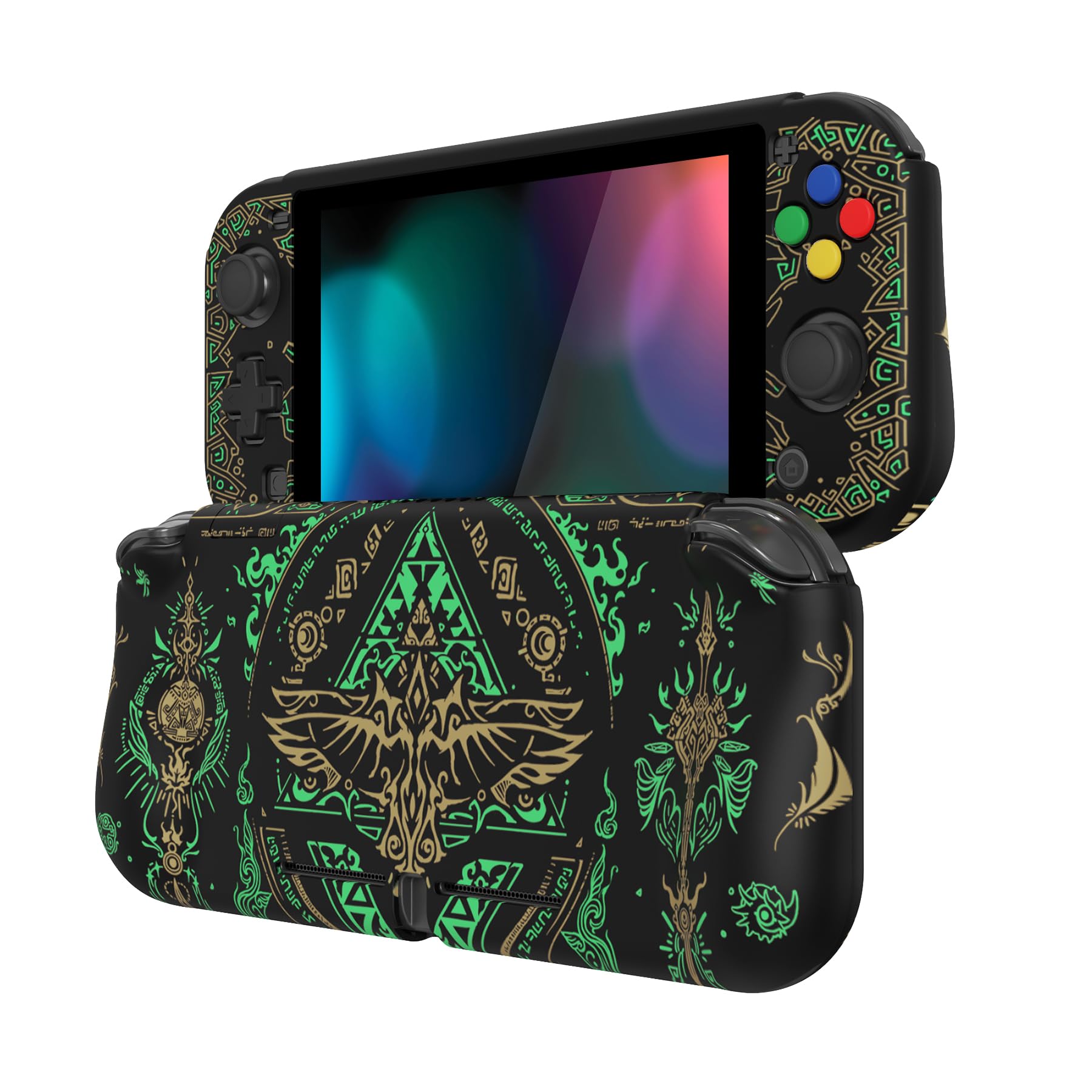 PlayVital ZealProtect Nintendo Switch Liteに対応用保護シェル、Switch Liteに対応用人間工学に基づいたデザインしたハードシェル、ジョイコンのシェル＆グラスフィルム＆サムライカバー＆ボタンキャップは付属しています【王国のトーテム】