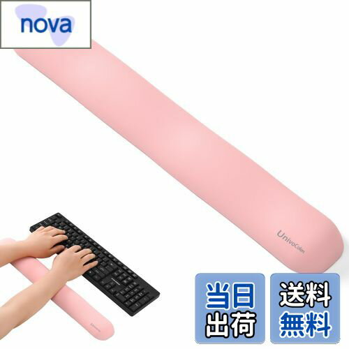 【送料無料】UnivoColors 人間工学に基づいたメモリフォームキーボード用リストレスト 疲労低減 ノートパソコン、フルサイズキーボードにフィット 低反発クッション プレミアムPU素材 体圧分散性能 手首痛み緩和 底面に滑り止め(ピンク,L)