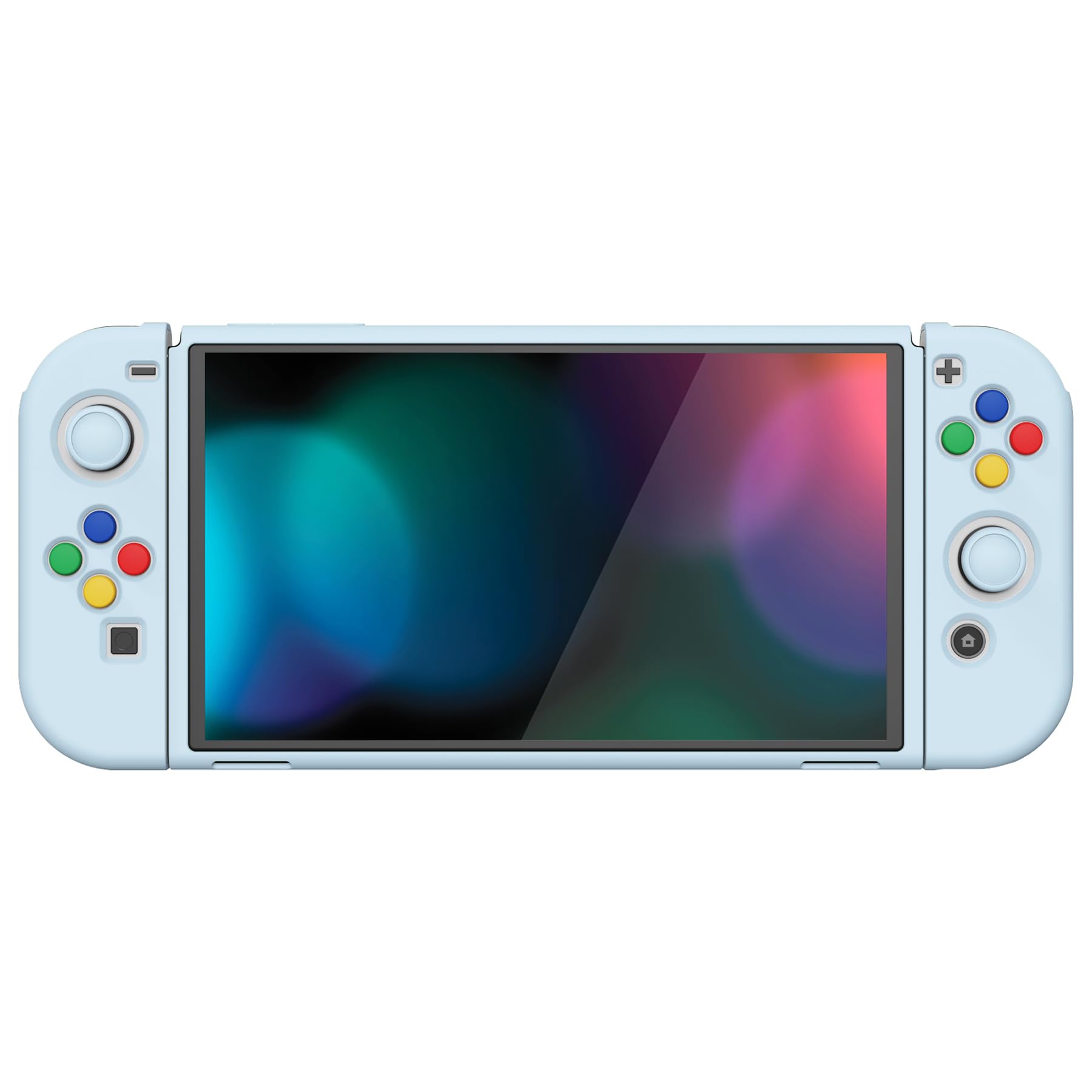 PlayVital ZealProtect Nintendo Switch有機elに対応用ソフト保護シェル、Switch OLEDに対応用フレキシプロテクタージョイコングリップカバーサムグリップキャップとABXY方向ボタンキャップ付き【スカイブルー】