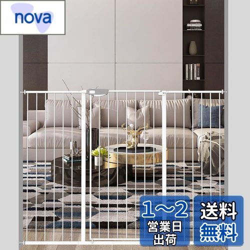 Seogva ベビーゲート 三重ロック 高さ92cm 拡張フレーム ベビーゲート つっぱり 扉付き ペットゲート バリアフリー ゲート ピーナッツロック ホワイト 赤ちゃん ゲート 突っ張り式 階段上 (設置幅147-159cm、ホワイト)