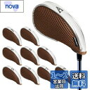 Andux メッシュ ゴルフ アイアン ヘッドカバー ファスナー付き 左右兼用 10個/セット (グレー/コーヒー色)