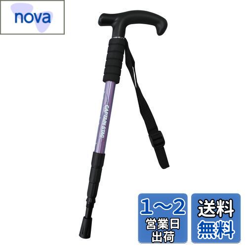 キャプテンスタッグ(CAPTAIN STAG) 登山 トレッキングステッキ Tグリップ コンパクト4段スライド式 【軽量220g / 最小445mm / アルミニウム合金】 パープル FEEL BOSCO UM-2316