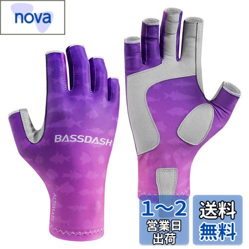 Bassdash(バスダッシュ) 釣り グローブ レディース UPF 50+ UVカット 釣り手袋 日焼け防止 速乾 3/4フィンガー フィッシンググローブ