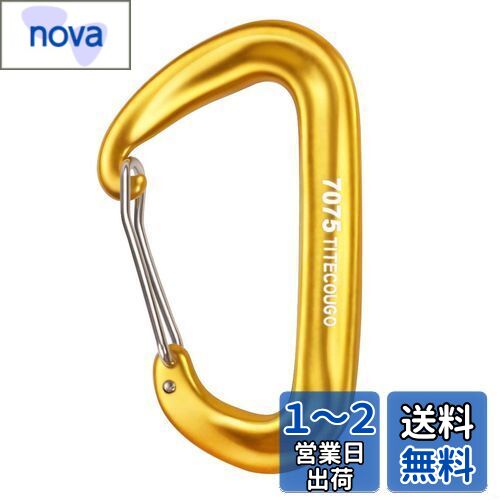 TITECOUGO アルミ合金カラビナ 超軽量 12KN ヘビーデューティ耐荷重1200kg 多機能 dリング キーホルダー dフック 生活雑貨 アウトドア キャンプ ハンモック用カラビナ 登山用品 ロックカラビナ [コンパクト・ゴールド・2 個]
