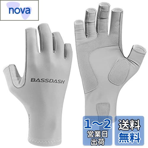 Bassdash(バスダッシュ) 釣り グローブ レディース UPF 50+ UVカット 釣り手袋 日焼け防止 速乾 3/4フィンガー フィッシンググローブ (グレー, S)