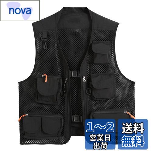[AOWOFS] メンズ メッシュベスト バックルタイプ 便利 アウトドアベスト 夏 軽量 通気 多機能 カメラマンベスト お釣り 撮影 作業用 薄手 射撃 登山 多ポケット 大きいサイズ