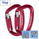 【送料無料】カラビナ 12KN オートロック式 BRAVESHINE 耐荷重1200kg ロックカラビナ Dリング 軽量 ハンモック タープ キャンプ用 荷物のフック 犬のリード用 多機能 2個セット (レッド 2個)|詳細画像