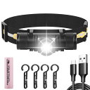 ONUEMP ヘッドライト 充電式&電池式両用 軽い 明るい 500ルーメン 密閉型防水 LED ヘッドランプ 持続点灯 防水防塵 5種点灯モード SOS点滅 可能 集光・散光切替 隠れ式充電ポート 伸縮可能ヘッドバンド 軽量 アウトドア用ヘッドライト 登山/作業用/夜釣り/キャンプ/防災