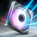 AsiaHorse PCケースファン 120MM 1800RPM インフィニティミラーARGB PWM ファン 4Pin PWM 5V 3Pin ARGB 逆向きファンブレード(吸気)/高精度・高性能HDBベアリング/作動時間50,000時間/24個のLEDライト。Asus Aura ASRock GIGABYTE MSI RGBとの互換性あり AMICI-5GT-Blac(2)