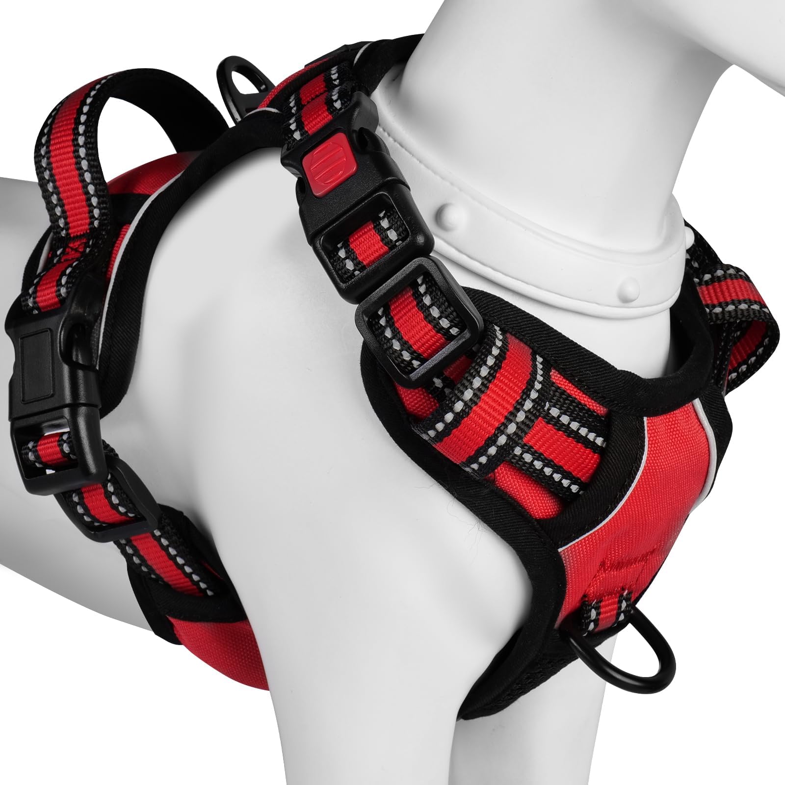 [2025最新型犬ハーネス]BaoCheng 犬用胴輪 小型犬/中型犬/大型犬ハーネス 犬用胴輪 引っ張り防止 アタマを通さず 咳き込み軽減 サイズ調整可能 夜間反射材 抜けない 通気性 簡単着脱 おしゃれ 安全 しつけ用 訓練 歩行補助 散歩 可愛い(レッド,XS)