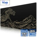 iCasso マウスパッド ゲーミング 大型 デスクマット90x40cm 耐水性 洗える 滑り止め ゴムベースデスクマット 仕事 ゲーム オフィス ホーム用(神奈川沖浪裏・ゴールドライン)