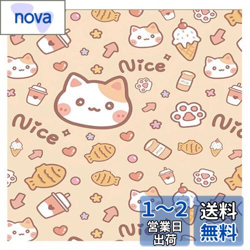 Senteria ランチクロス くっつきタオル くっつくクロス 風呂敷 ペタペタクロス ランチマット 弁当箱 包み 巻くだけ 折り畳み 吸水 ペタペタ 可愛い カメラ 水筒 傘 化粧品 ペットボトル 本 給食 学校 旅行 男の子 女の子 大人 50*50cm Nice猫