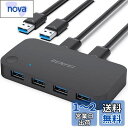 BENFEI USB 3.0 切替器 高速転送 USB 切り替え PC2台用 プリンタ マウス キーボード ハブなどを切替 手動切替器 プリンタ 切り替え機 USBケーブル×2 1.5m (附属品) (パソコン2:USB機器4)(2)