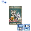Mikankawa ブリキ看板 アメリカン 装飾画 雑貨 インテリア 飾りつけ レトロ風 取り付けやすい コーヒー ビール 店舗装飾 (猫・ビール)(3)