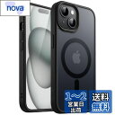 JEDirect iPhone 15 6.1インチ用 マグネット ケース MagSafeに対応 半透明のマット背面 薄型 耐衝撃 カバー (ブラック)