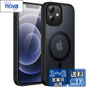 JEDirect iPhone 12/12 Pro 6.1インチ用 マグネット ケース MagSafeに対応 半透明のマット背面 薄型 耐衝撃 カバー (ブラッ...