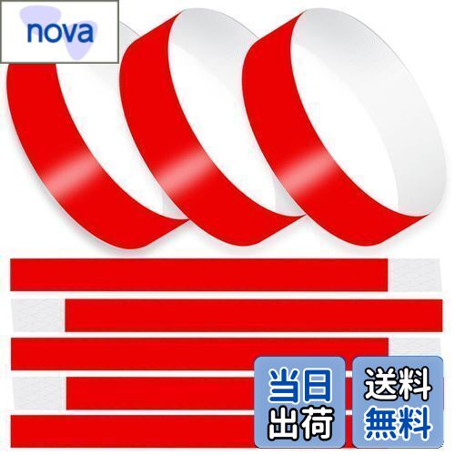 使い捨て リストバンド イベント用 100枚 蛍光 合成紙 防水 耐引裂き 音楽ライブ クラブ スポーツイベント フェス パーティー 遊園地 14色選択可能 BEIHOO(100枚 レッド)