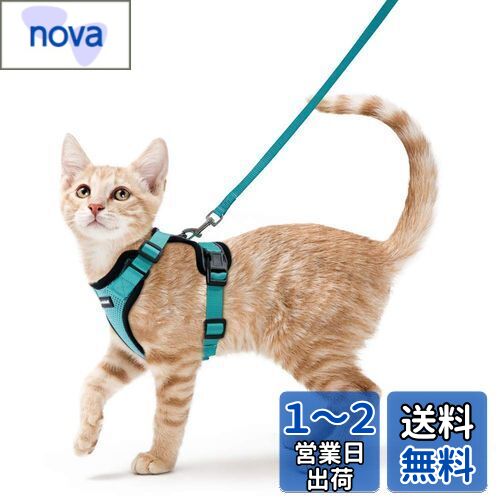Rabbitgoo 猫用 ハーネス リードセット 犬猫兼用 超小型犬 小型犬 抜けない ソフト胸あて 軽量 足を上げず装着完成 サイズ調節可 夜反射 通気メッシュ 咳込み防止 散歩 犬用ハーネス 猫の胴輪 くびわ ベスト パグ ネコねこ子猫 散歩ひも 猫はーねす胴輪 猫 ハーネス りー