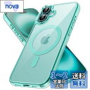 【送料無料】JETech iPhone 16 6.1インチ用 マグネット ケース MagSafe対応 衝撃吸収 バンパーカバー 傷つけ防止 クリアバック (ティールブルー)