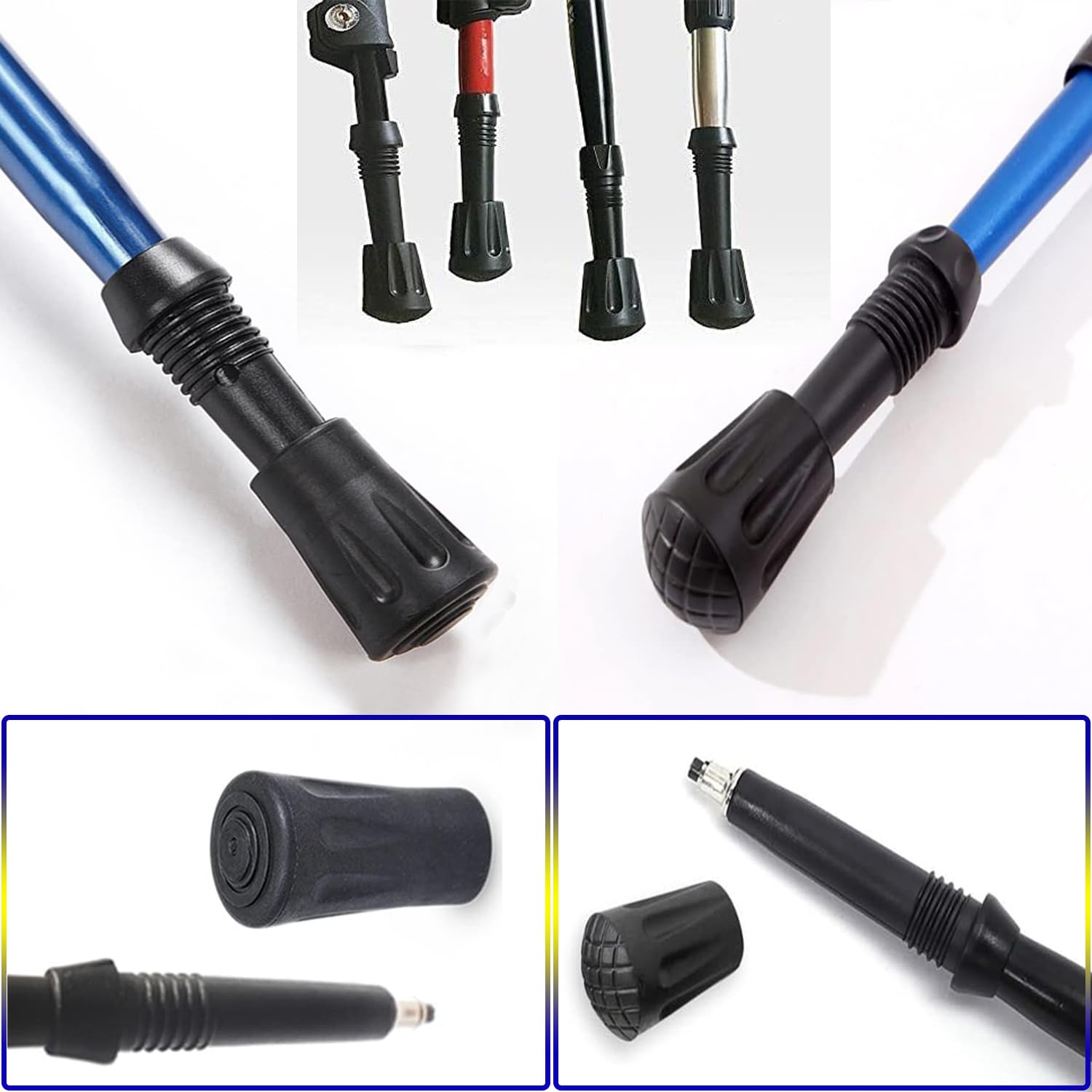 SensaBliss ラバーキャップ トレッキングポール キャップ 6個セット 登山 ストック 登山 ステッキ 端末保護キャップ ティッププロテクター ゴム 取り替え 交換用 滑り止め 耐磨耗 汎用 内径11mm ウォーキング 登山 スキー ハイキング