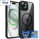 【送料無料】JETech iPhone 15 6.1インチ用 マグネット ケース MagSafeに対応 衝撃吸収 バンパーカバー ソリッドカラーマットTPUフレーム 傷つけ防止 クリアバック (ブラック)