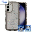QLTYPRI Galaxy S23 ケース クリア TPU カバー ウェーブ おしゃれ 韓国 可愛い ウェーブ グリッター 透明 薄型 軽量 耐衝撃 滑り止め (SC-51D / SCG19) スマホケース ワイヤレス充電対応 ストラップホール付き ギャラクシーS23 ケース 6.1インチ 対応 - ブラック