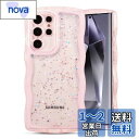 QLTYPRI Galaxy S24 Ultra ケース クリア TPU カバー ウェーブ おしゃれ 韓国 可愛い ウェーブ グリッター 透明 薄型 軽量 耐衝撃 滑り止め (SC-52E / SCG26) スマホケース ワイヤレス充電対応 ストラップホール付き ギャラクシーS24 Ultra ケース 6.8インチ 対応 - ピン